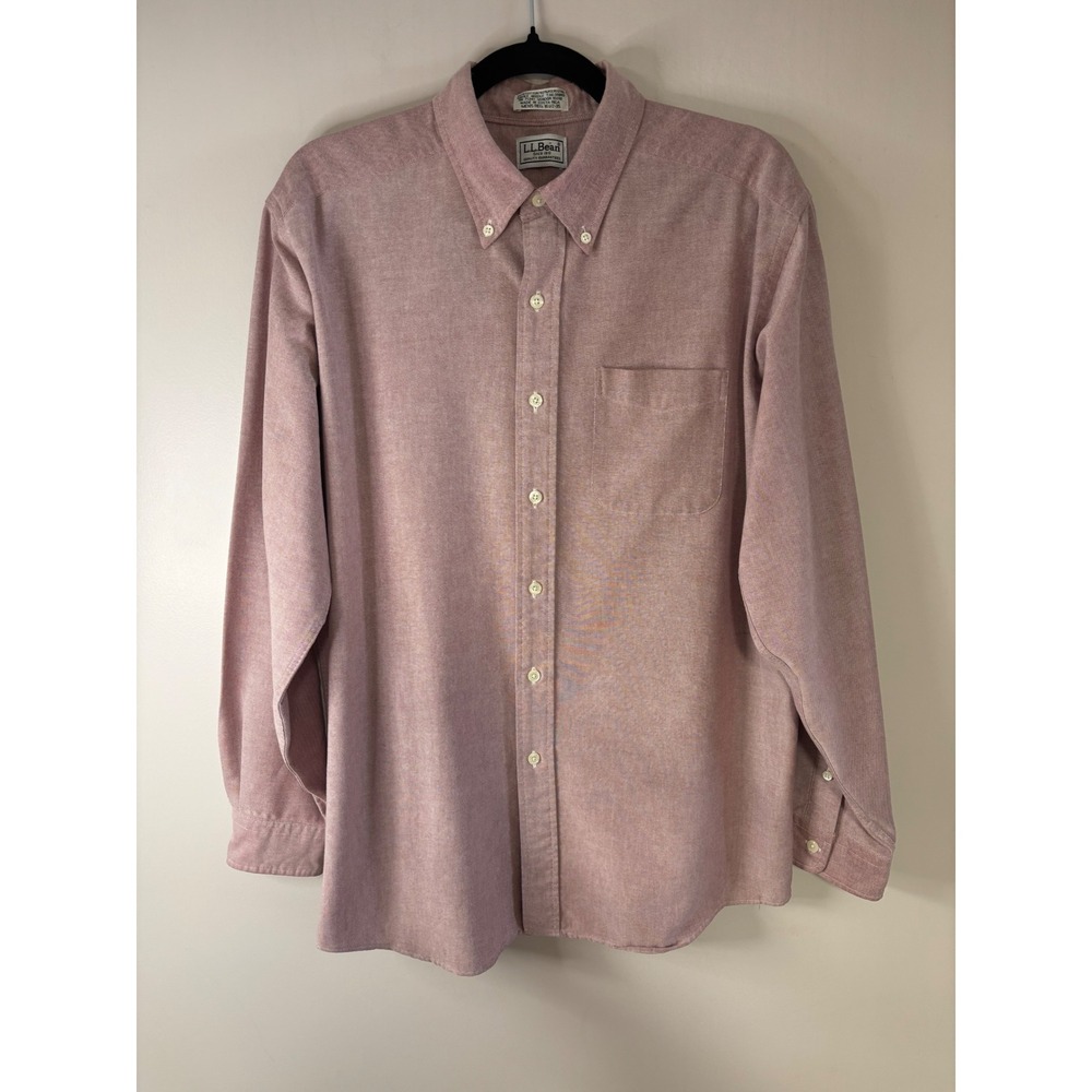 LL Bean Mens Button Down Shirt Red Plaid Long Sleeve Casual Oxford‎ Cotton Blend